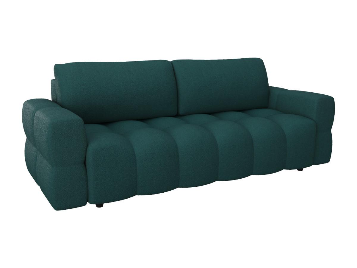 Vente-unique Sofa 3-Sitzer mit Schlaffunktion - Bouclé-Stoff - Blau - ISSORO  