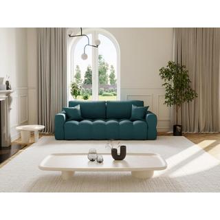 Vente-unique Sofa 3-Sitzer mit Schlaffunktion - Bouclé-Stoff - Blau - ISSORO  