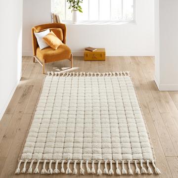 Tapis laine motifs damiers