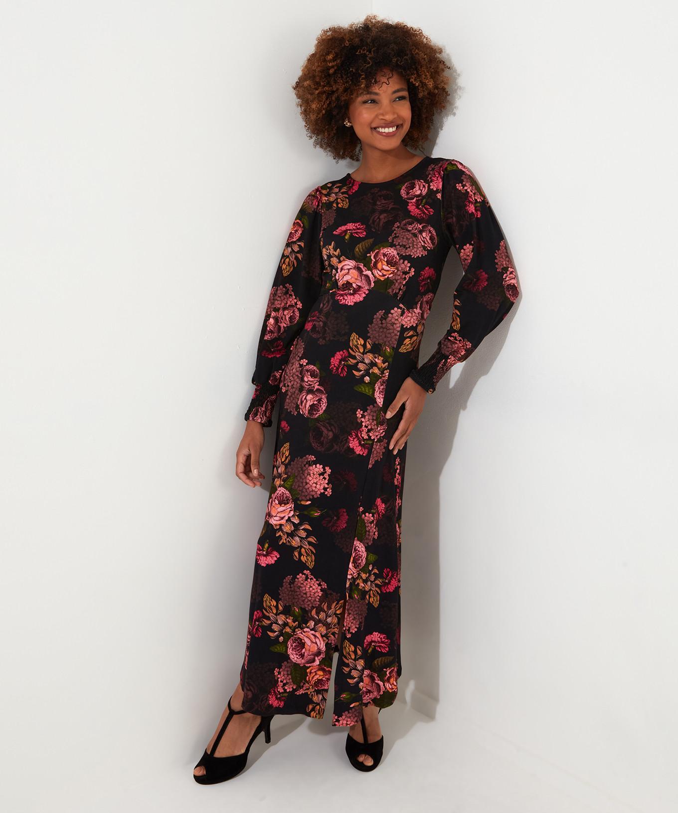 Joe Browns  PETITE Robe Jersey Luxe Florale Sombre 