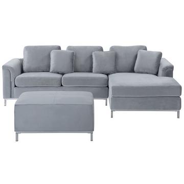 Linksseitiges Ecksofa mit Ottomane aus Samtstoff Modern OSLO