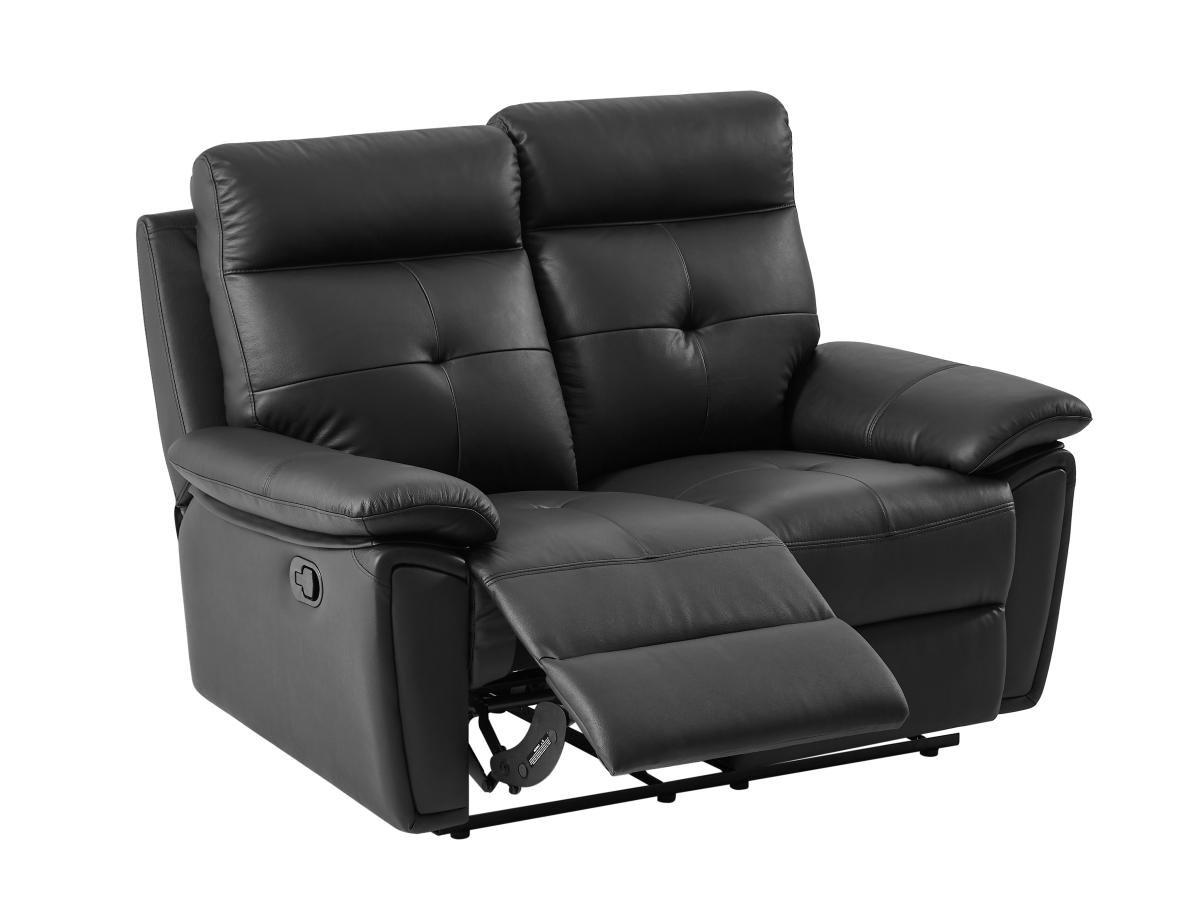 Vente-unique Relaxsofa 2-Sitzer - Leder - Schwarz - VINETA  