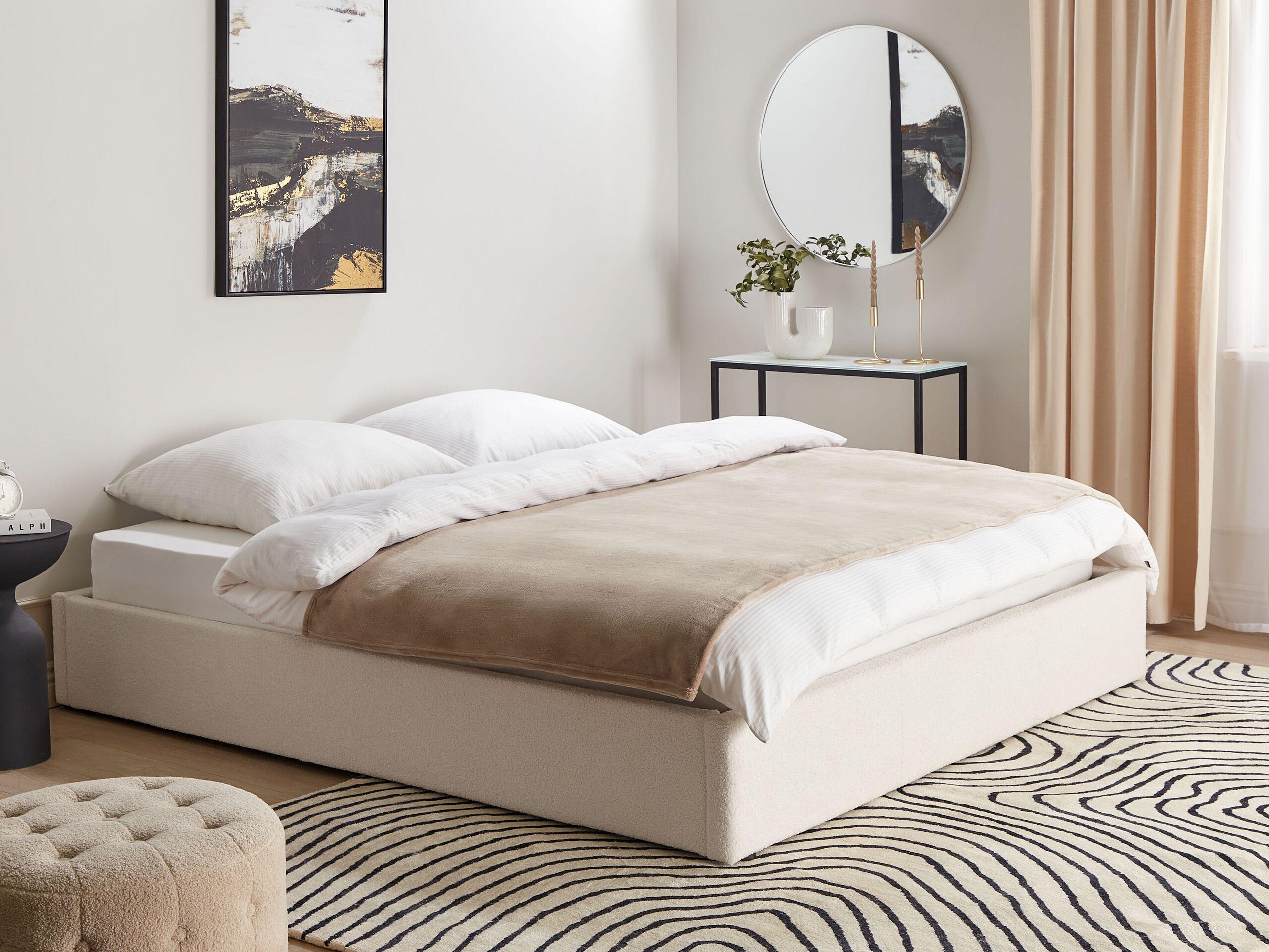 Beliani Letto contenitore en Bouclé Scandinavo DINAN  