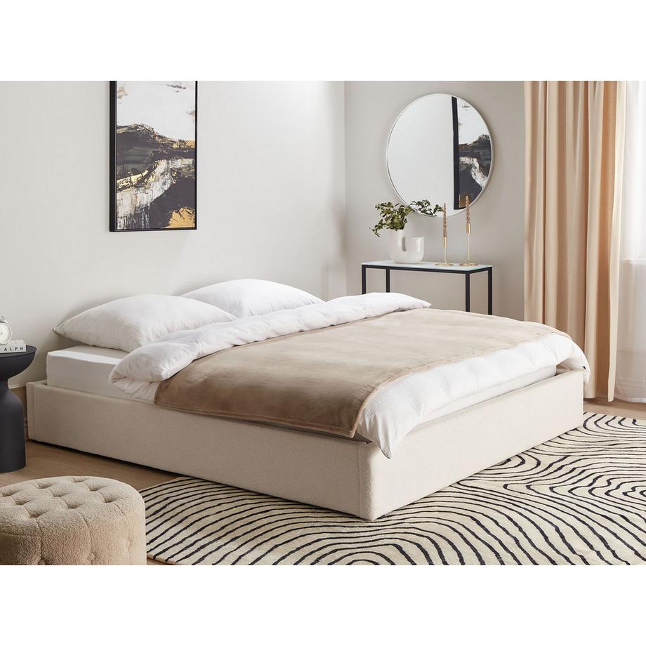 Beliani Letto con ottomano senza testata en Bouclé Scandinavo DINAN  