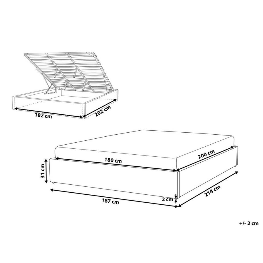 Beliani Letto con ottomano senza testata en Bouclé Scandinavo DINAN  