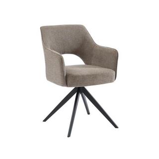 Vente-unique Lot de 6 chaises pivotantes avec accoudoirs en tissu et métal noir - Taupe - KONYA  