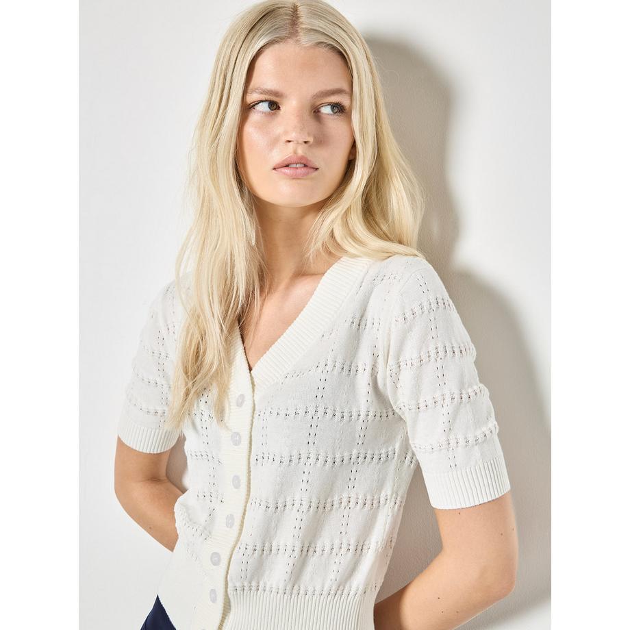 APRICOT Cardigan in maglia pointelle a righe  