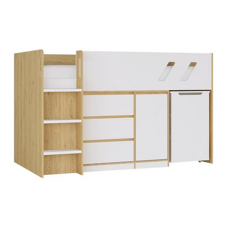 Vente-unique Kombi-Bett 90 x 190 cm - Mit Schreibtisch & Stauraum - Holzfarben & Weiß - SAGITI  