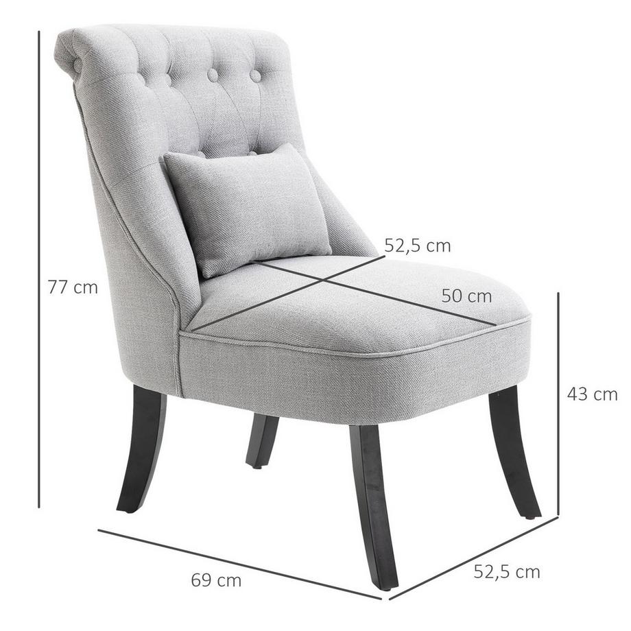 Northio Poltrona Relax Con Cuscino Schienale, Sedia Tv, Piedi Rialzati, Lino, Grigio, 52,5X69X77Cm  