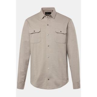 JP1880  Camicia in jersey JP1880 dalla vestibilità moderna con maniche lunghe e colletto ad apertura inglese grigio elefante 