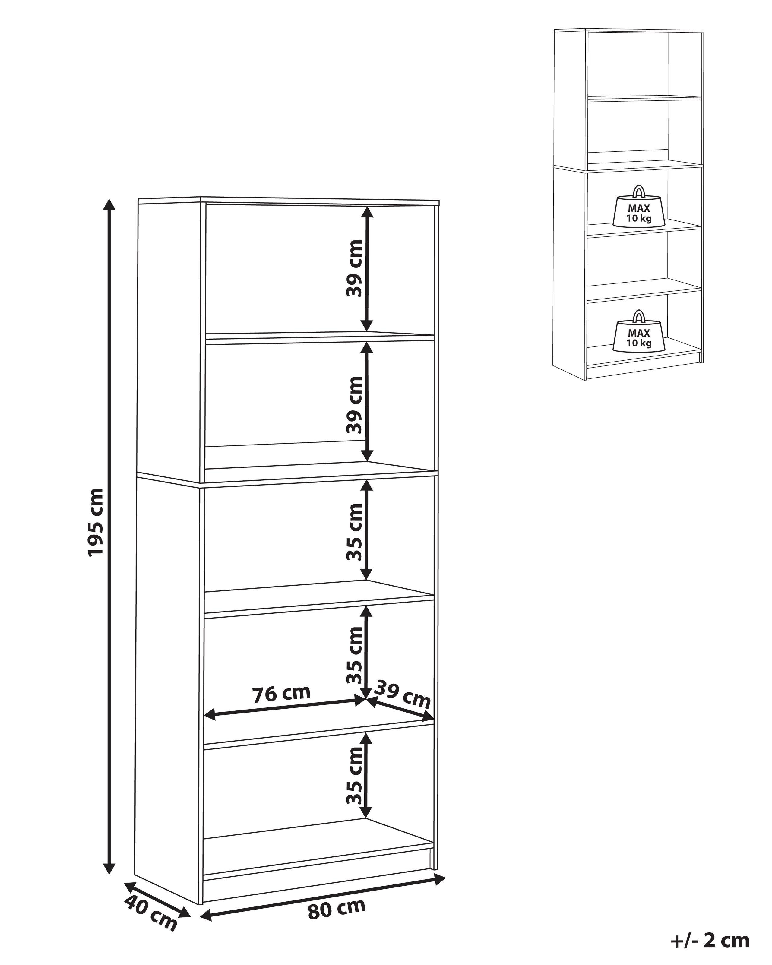 Beliani Bücherregal mit 5 Ebenen aus Faserplatte Minimalistisch ZEHNA  