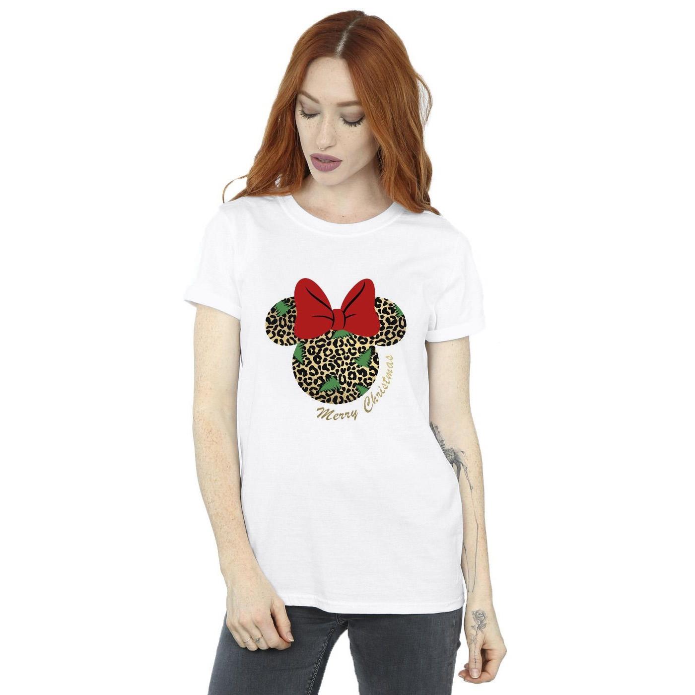 Disney Minnie Mouse T-Shirt Natalizia Stampa Leopardata  