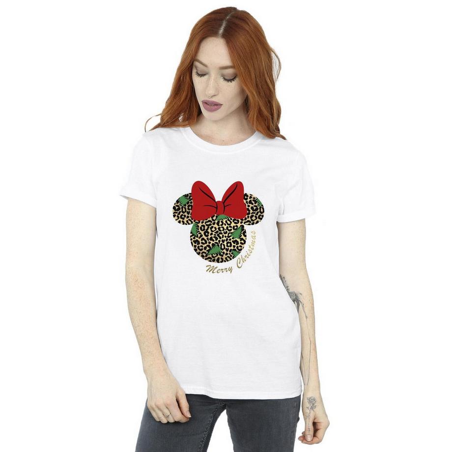 Disney Minnie Mouse T-Shirt Natalizia Stampa Leopardata  