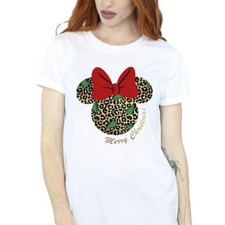 Disney Minnie Mouse T-Shirt Natalizia Stampa Leopardata  