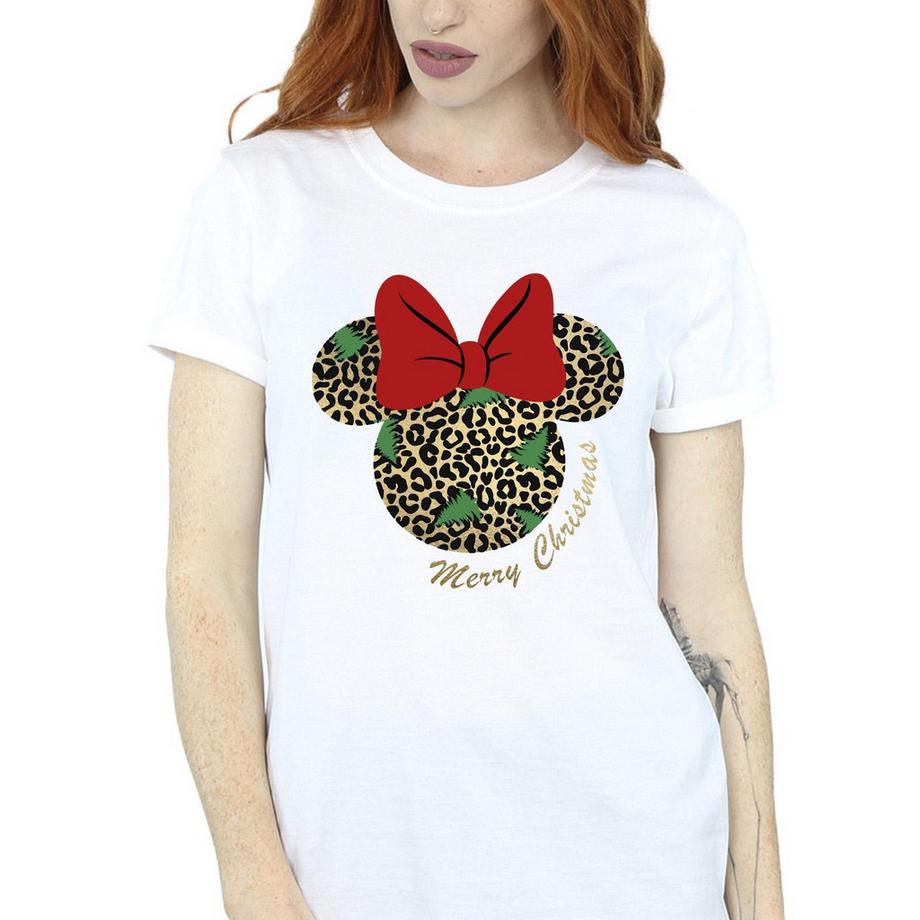 Disney Minnie Mouse T-Shirt Natalizia Stampa Leopardata  