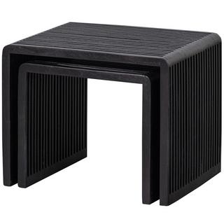 mutoni Table d'appoint Willa teck noir (lot de 2)  