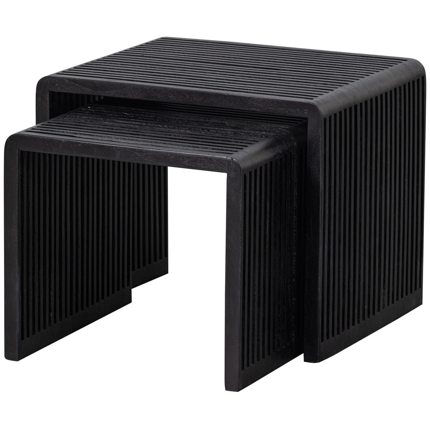 mutoni Table d'appoint Willa teck noir (lot de 2)  