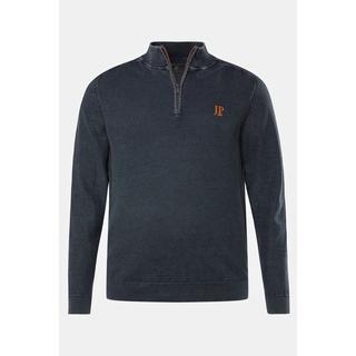 JP1880  Maglione polo con stone washing e zip 