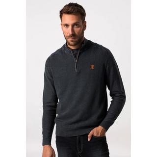 JP1880  Pull en maille, effet délavé, col camionneur zippé 