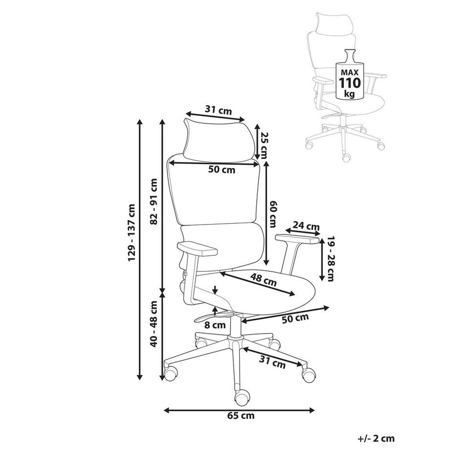 Beliani Poltrona da scrivania en Tessuto a rete  OMEGA  