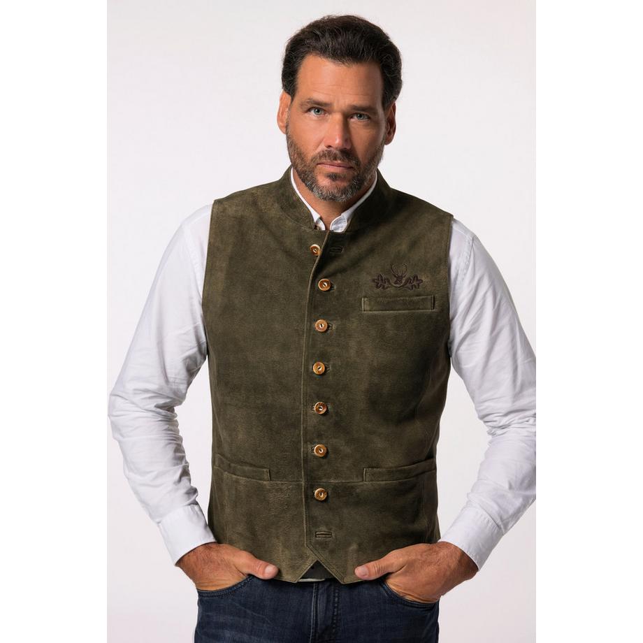 JP1880 Gilet Traditionnel en Daim de Chèvre Col Montant  