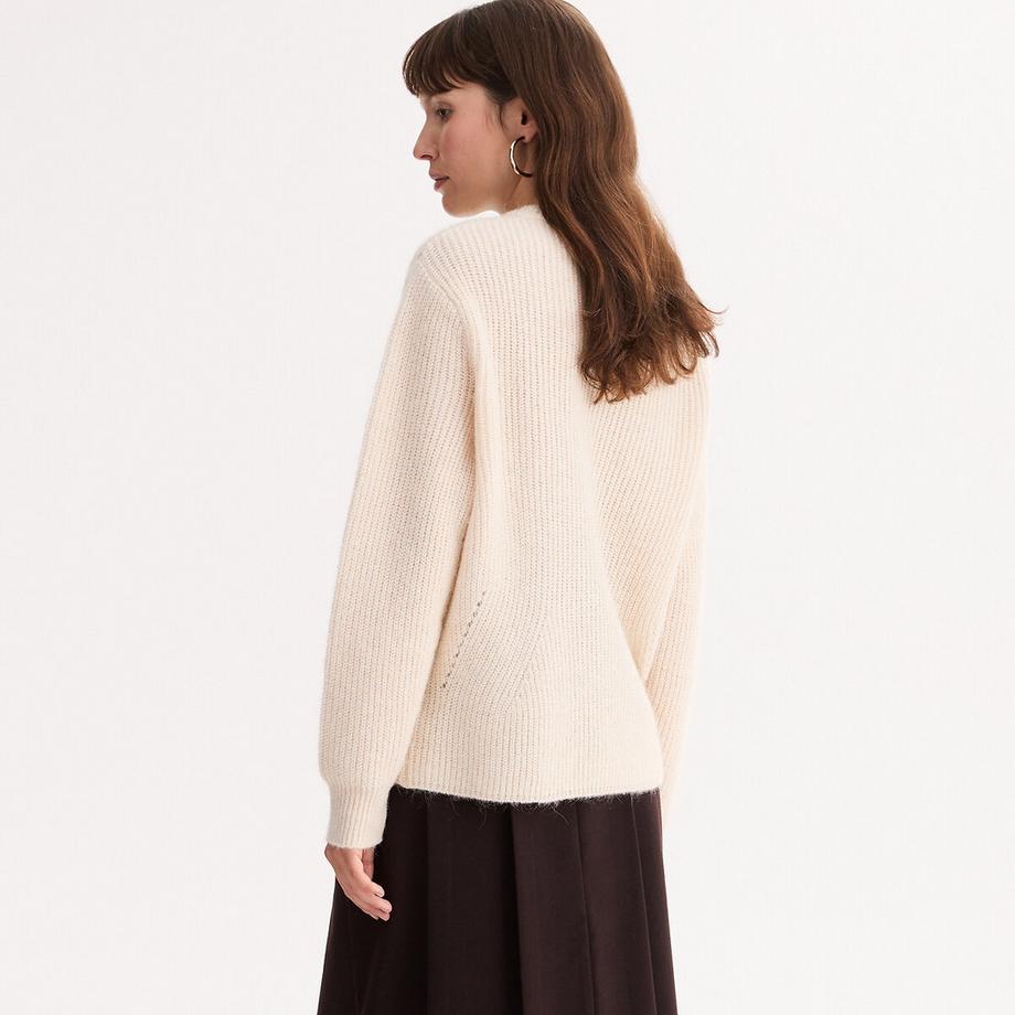 La Redoute Collections Pull col rond en grosse maille mélange laine et alpaga  