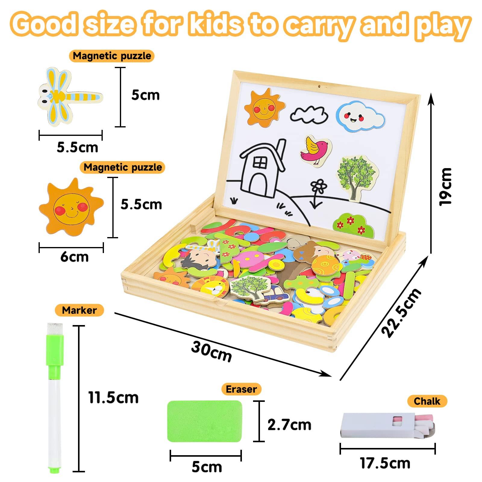 Activity-board  Magnettafel Kinderspielzeug ,Magnetisches Holzpuzzle Puzzle aus 3 mit doppelseitiger Tafel Magnetspiel Holzspielzeug 