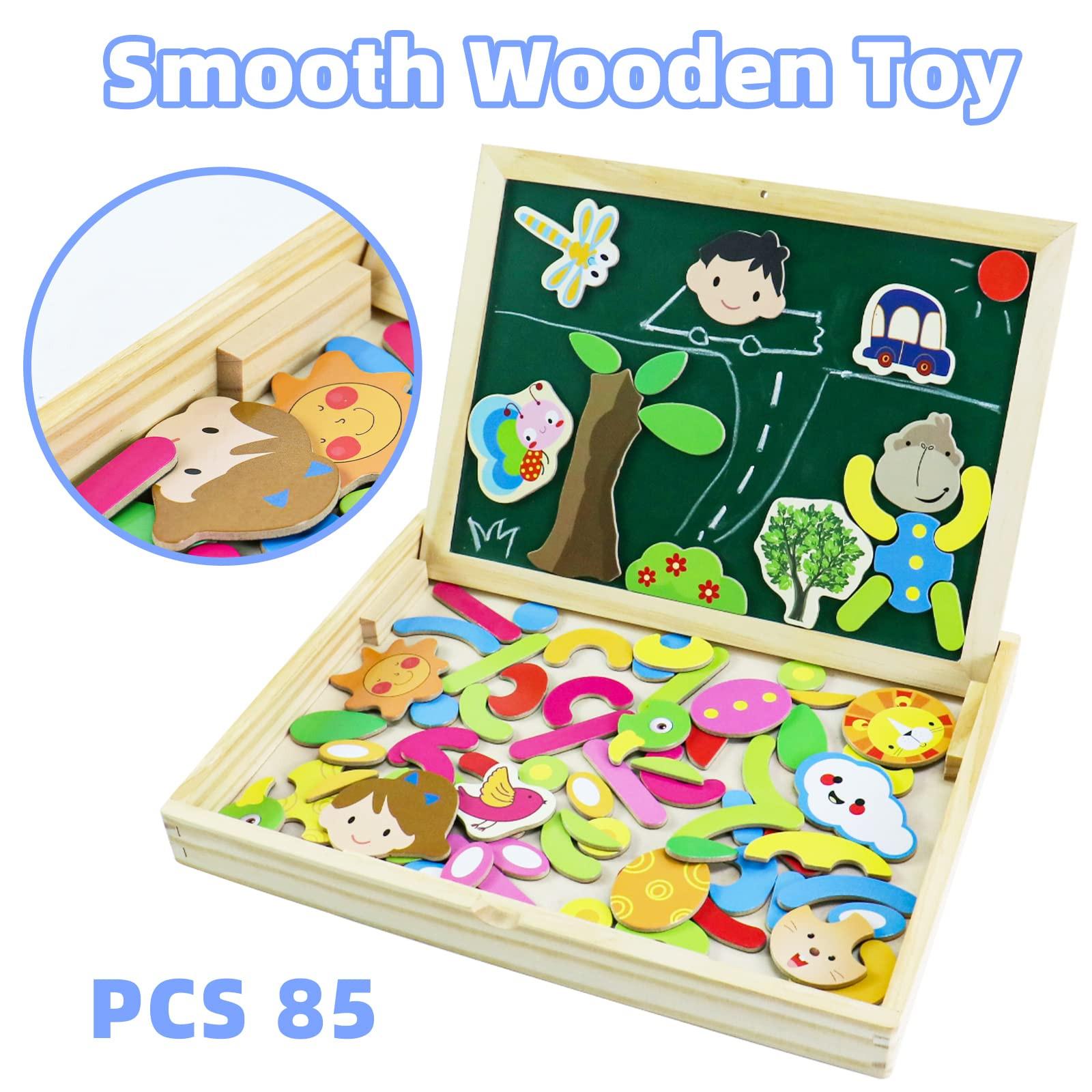 Activity-board  Magnettafel Kinderspielzeug ,Magnetisches Holzpuzzle Puzzle aus 3 mit doppelseitiger Tafel Magnetspiel Holzspielzeug 