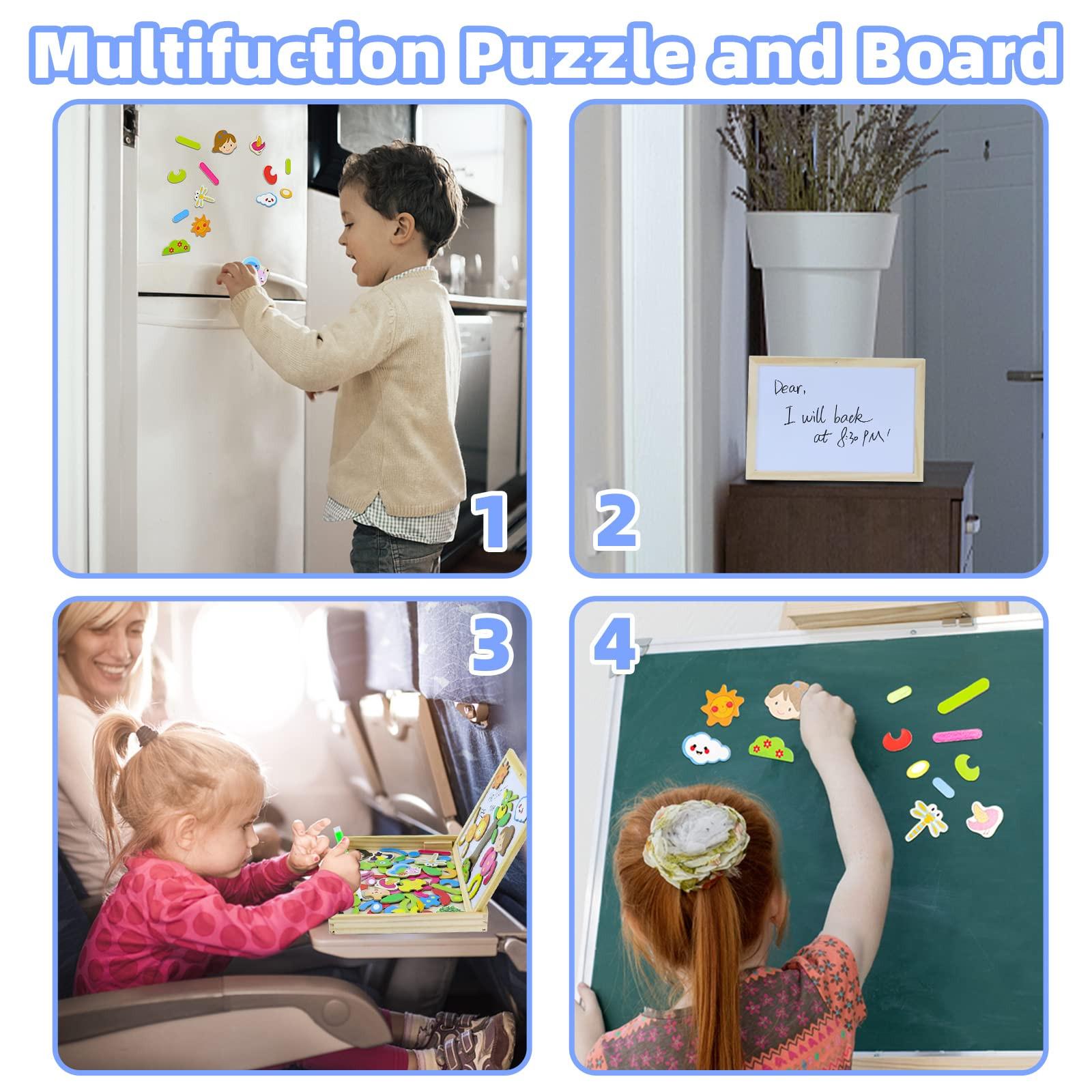 Activity-board  Magnettafel Kinderspielzeug ,Magnetisches Holzpuzzle Puzzle aus 3 mit doppelseitiger Tafel Magnetspiel Holzspielzeug 