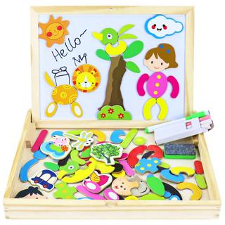 Activity-board  Magnettafel Kinderspielzeug ,Magnetisches Holzpuzzle Puzzle aus 3 mit doppelseitiger Tafel Magnetspiel Holzspielzeug 