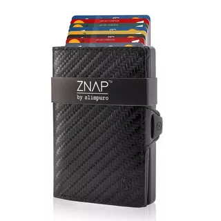ZNAP  ZNAP Geldbörse Carbon Echtleder Schwarz für 12 Karten 