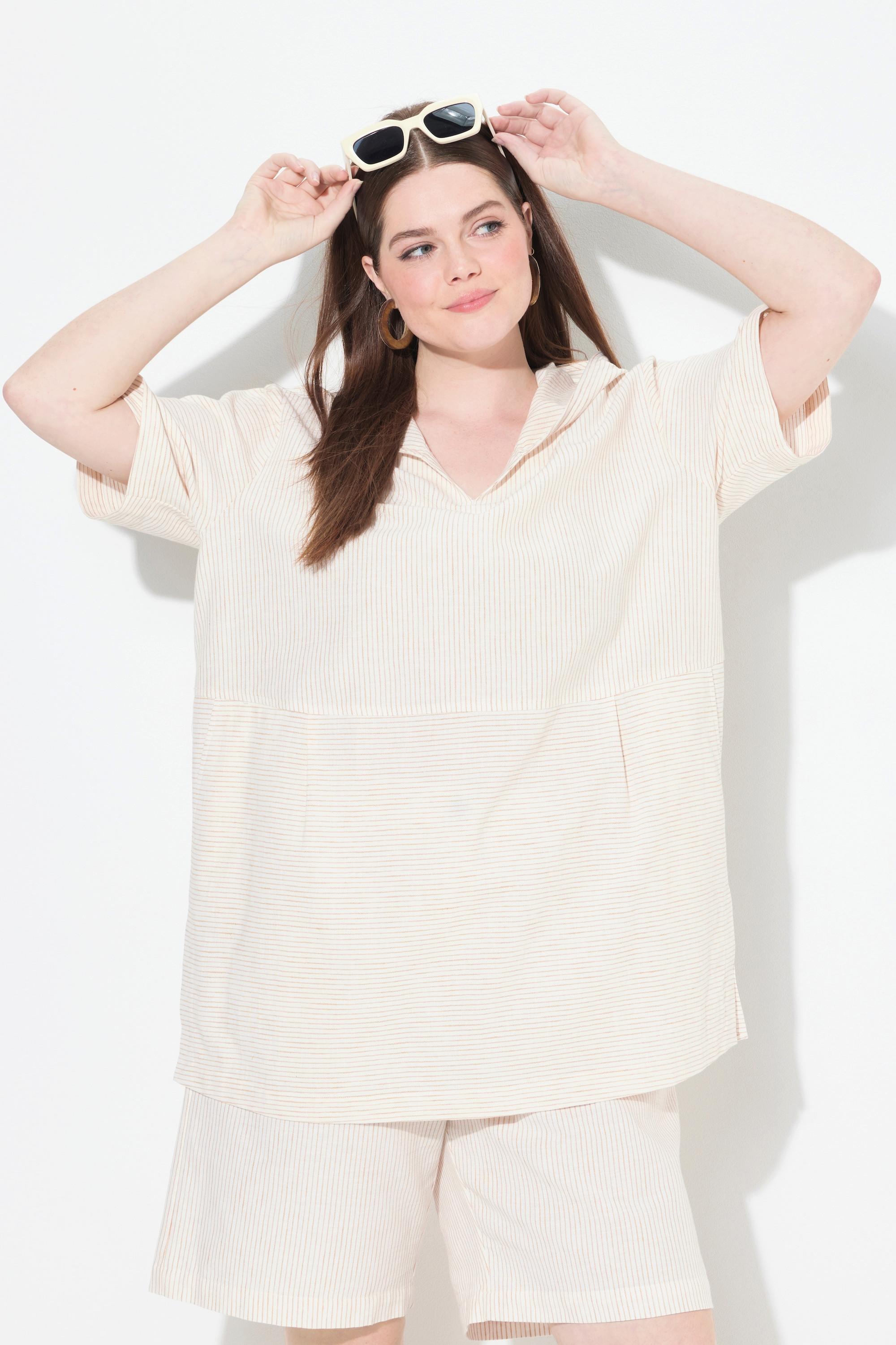 Ulla Popken Tunica Eggshape con Cappuccio Mezza Manica  