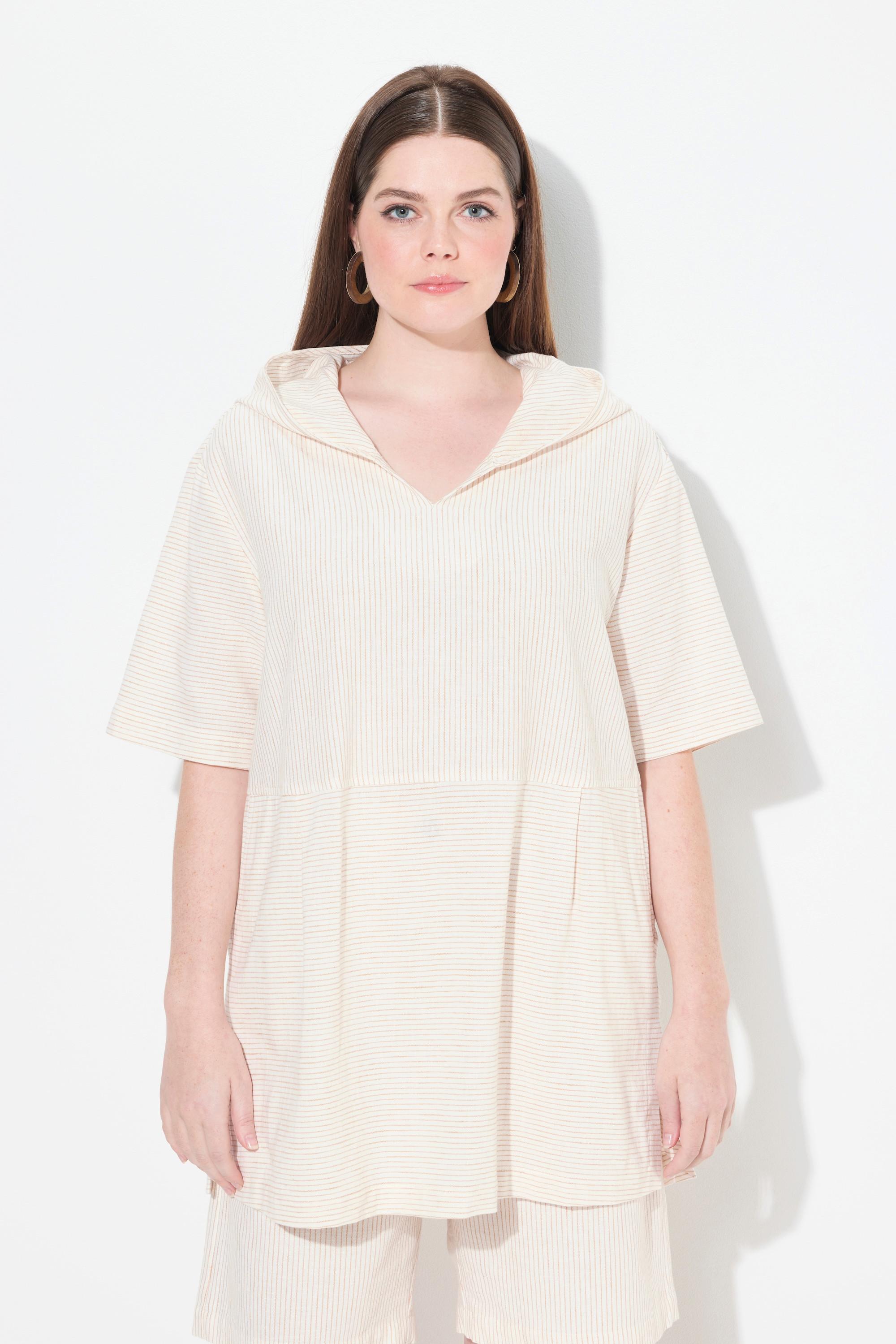 Ulla Popken Tunica Eggshape con Cappuccio Mezza Manica  