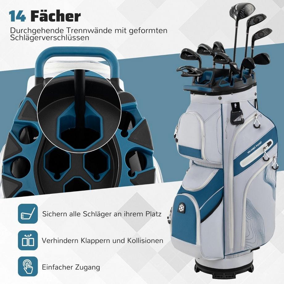 Northix  Sac de chariot de golf, séparateur à 14 compartiments 