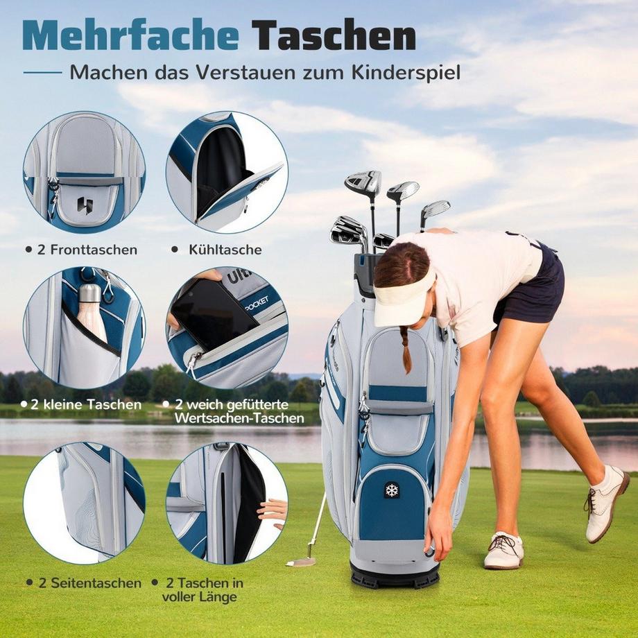 Northix  Sac de chariot de golf, séparateur à 14 compartiments 