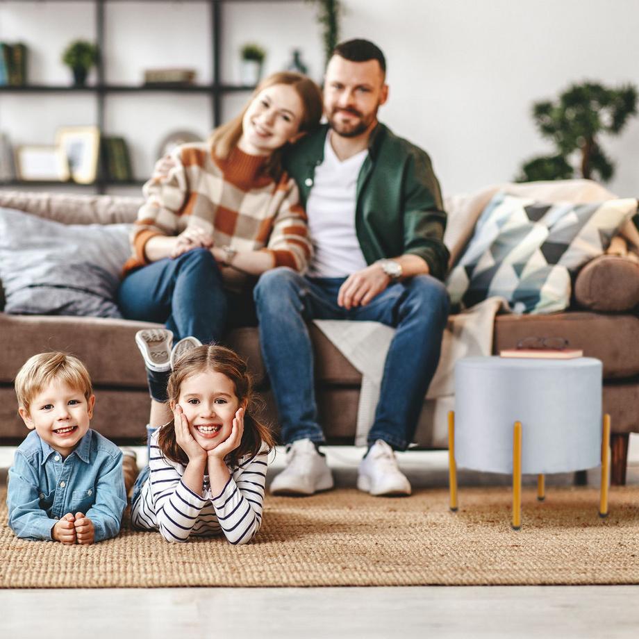 Northix Pouf en velours, 4 pieds en métal  