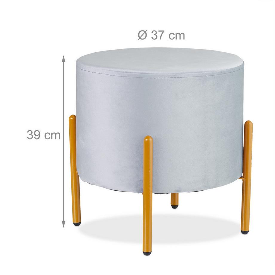 Northix Pouf en velours, 4 pieds en métal  