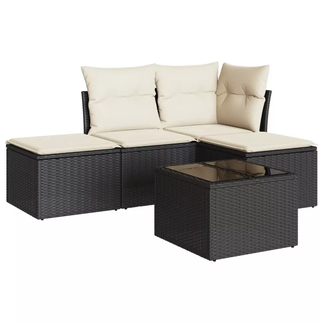 VidaXL - Garten sofagarnitur poly-rattan, One Size, Schwarz