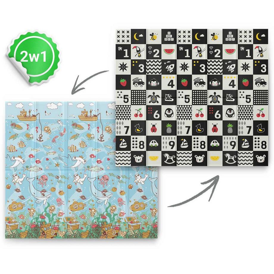 B2X Faltschaummatte 200 x 180 x 1 cm Nukido NK-340 Ocean & Numbers  