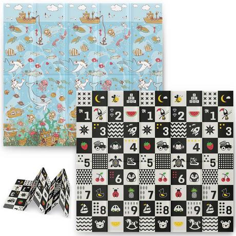 B2X Faltschaummatte 200 x 180 x 1 cm Nukido NK-340 Ocean & Numbers  