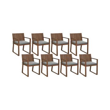 Set mit 8 Stühlen und Sitzkissen aus Akazienholz Rustikal SASSARI