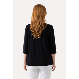 Ulla Popken  Shirt, Stickerei, Classic, Herzausschnitt, 3/4-Arm 