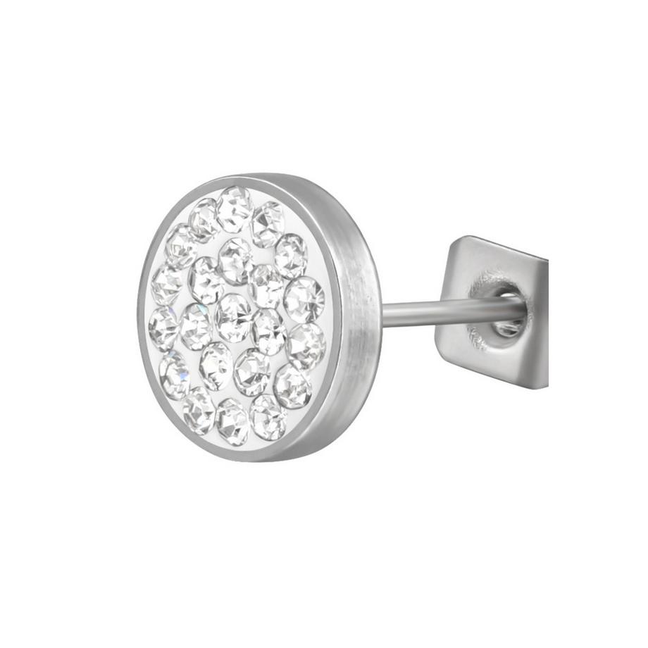 Maxte  Ohrstecker Rund  aus Hochglanzpoliertem Chirurgenstahl mit Kristall 