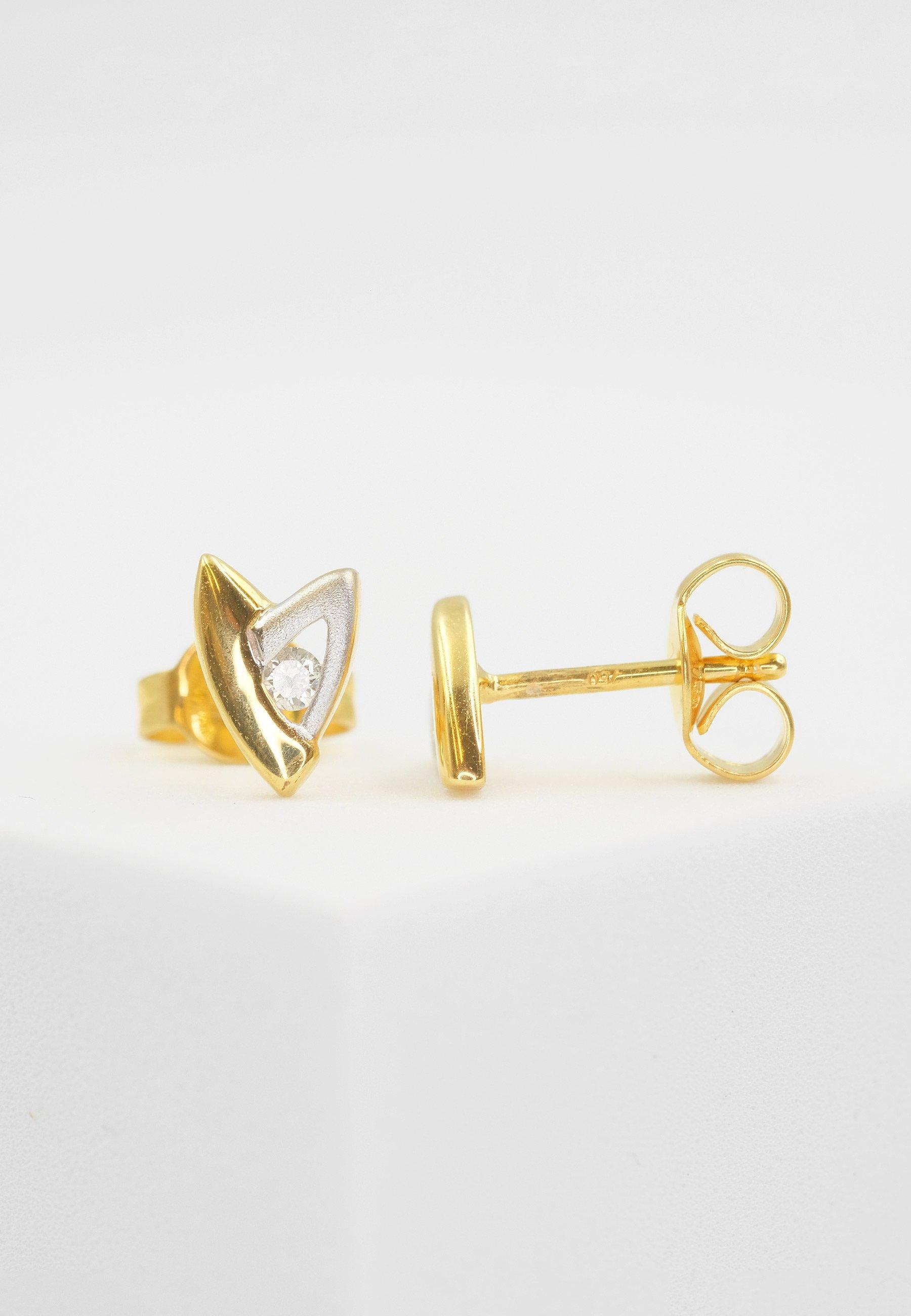 MUAU Schmuck  Ohrstecker Bicolor Gelb-/Weissgold 750 Diamant 0.06ct. 7x5mm 