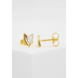 MUAU Schmuck  Ohrstecker Bicolor Gelb-/Weissgold 750 Diamant 0.06ct. 7x5mm 