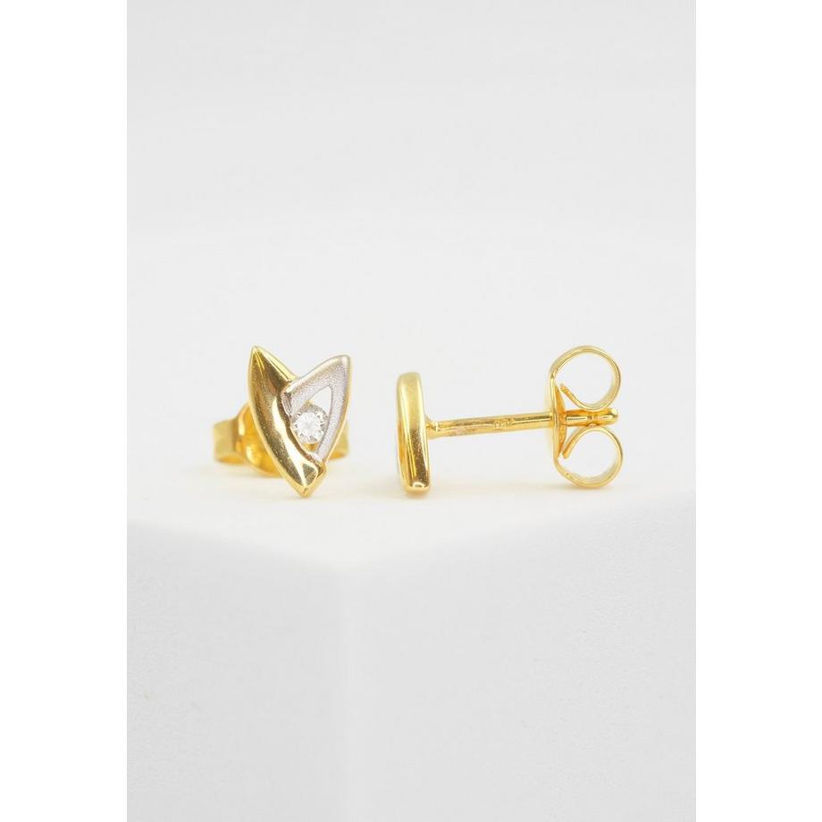 MUAU Schmuck  Ohrstecker Bicolor Gelb-/Weissgold 750 Diamant 0.06ct. 7x5mm 