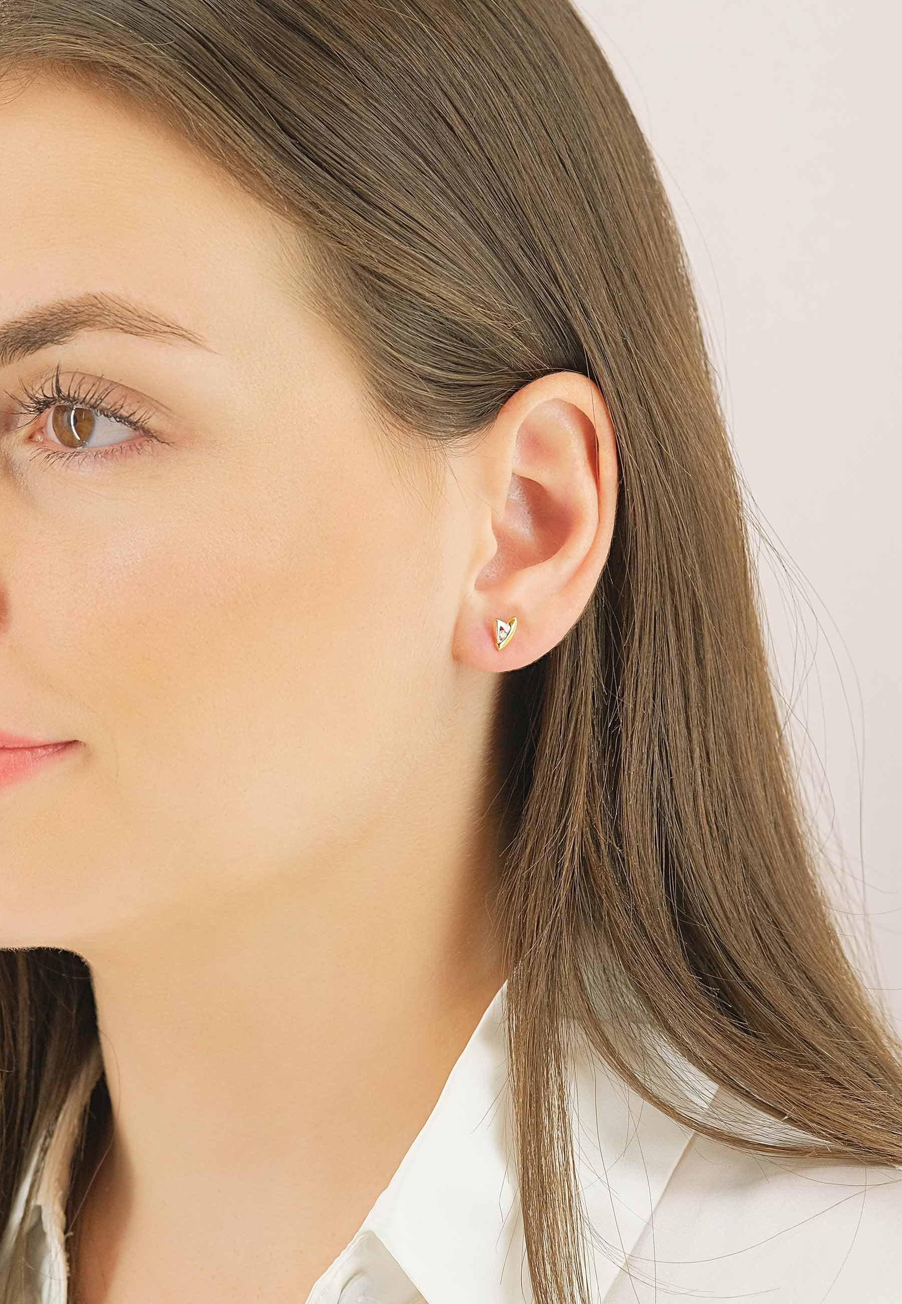 MUAU Schmuck  Ohrstecker Bicolor Gelb-/Weissgold 750 Diamant 0.06ct. 7x5mm 