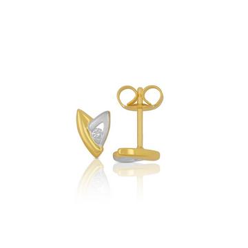 Ohrstecker Bicolor Gelb-/Weissgold 750 Diamant 0.06ct. 7x5mm