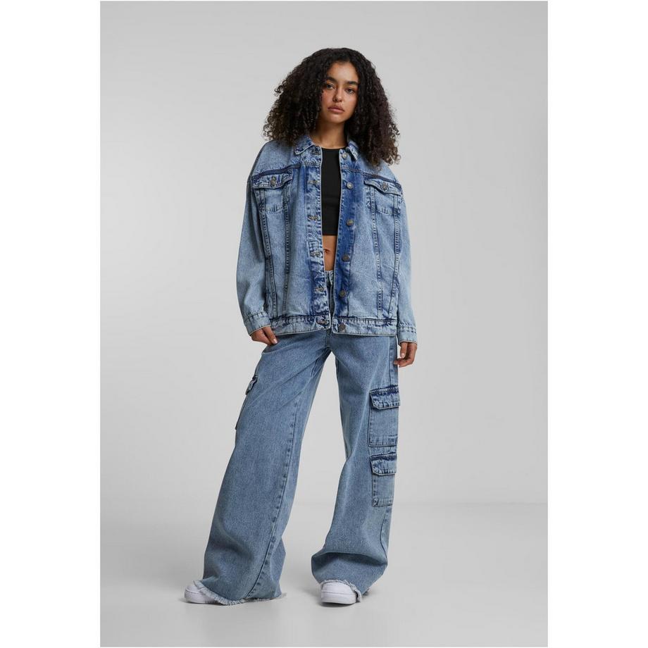 URBAN CLASSICS Pantaloni Cargo in Denim Mid Waist  