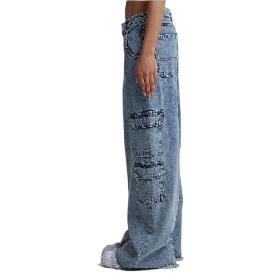 URBAN CLASSICS Pantaloni Cargo in Denim Mid Waist  